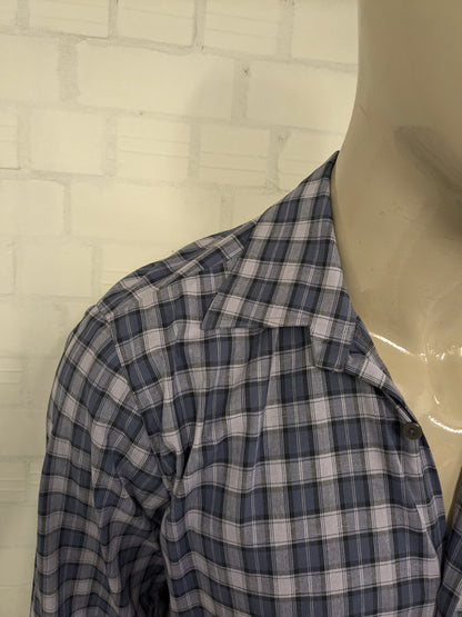 Chemise vintage de Sohaj 70. Black Purple Checkered. Taille L.