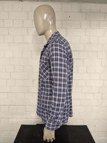 Chemise vintage de Sohaj 70. Black Purple Checkered. Taille L.