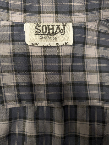 Chemise vintage de Sohaj 70. Black Purple Checkered. Taille L.