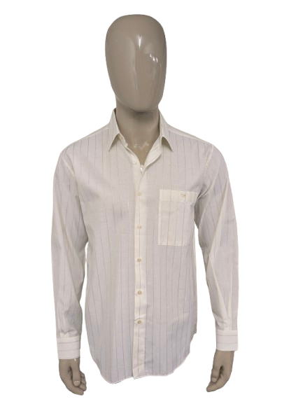 Vintage 70's Arma shirt. Beige lilac striped. Size L.
