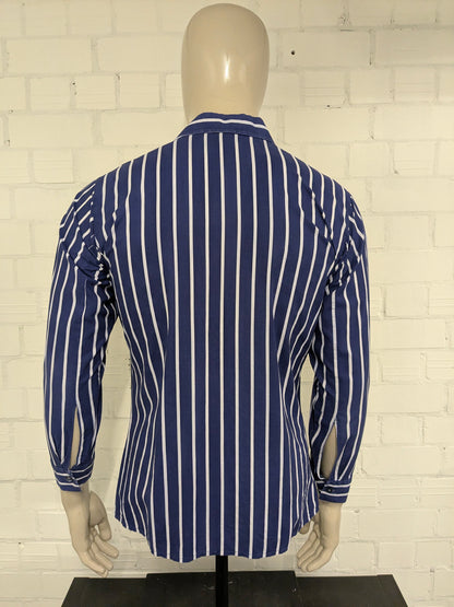 Vintage 70er Jahre mit Punktkragen. Blau weiß gestreift. Größe M.