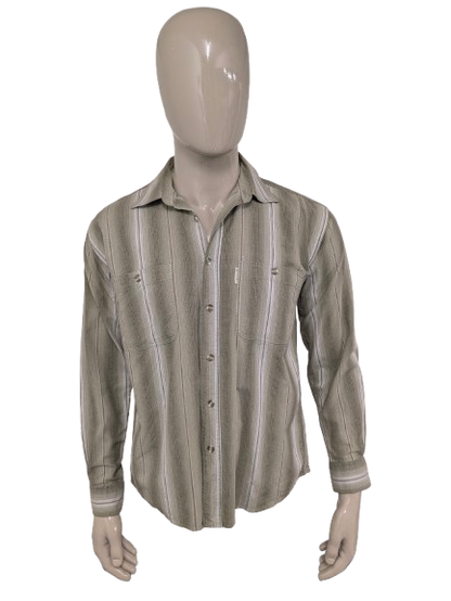 Vintage Beygent shirt. Green white striped motif. Size L.