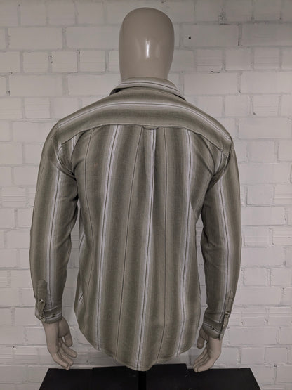 Vintage Beygent shirt. Green white striped motif. Size L.