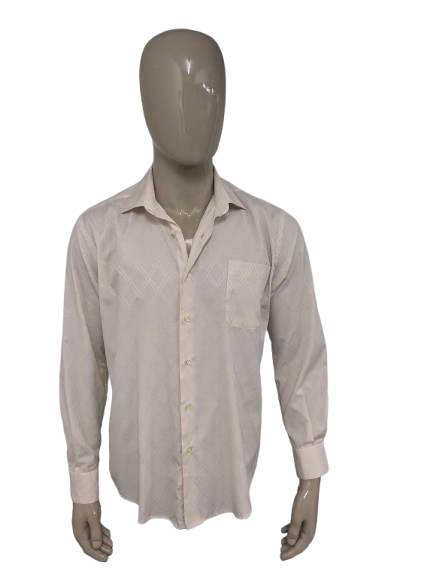Chemise CHM Vintage CHM. Motif brillant léger beige. Taille L.