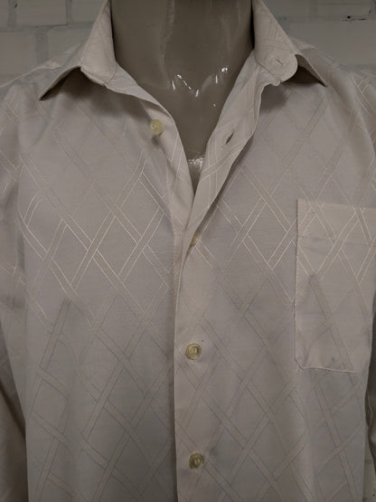 Chemise CHM Vintage CHM. Motif brillant léger beige. Taille L.