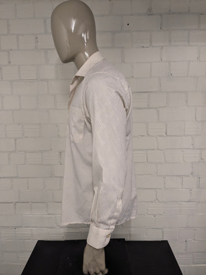 Chemise CHM Vintage CHM. Motif brillant léger beige. Taille L.