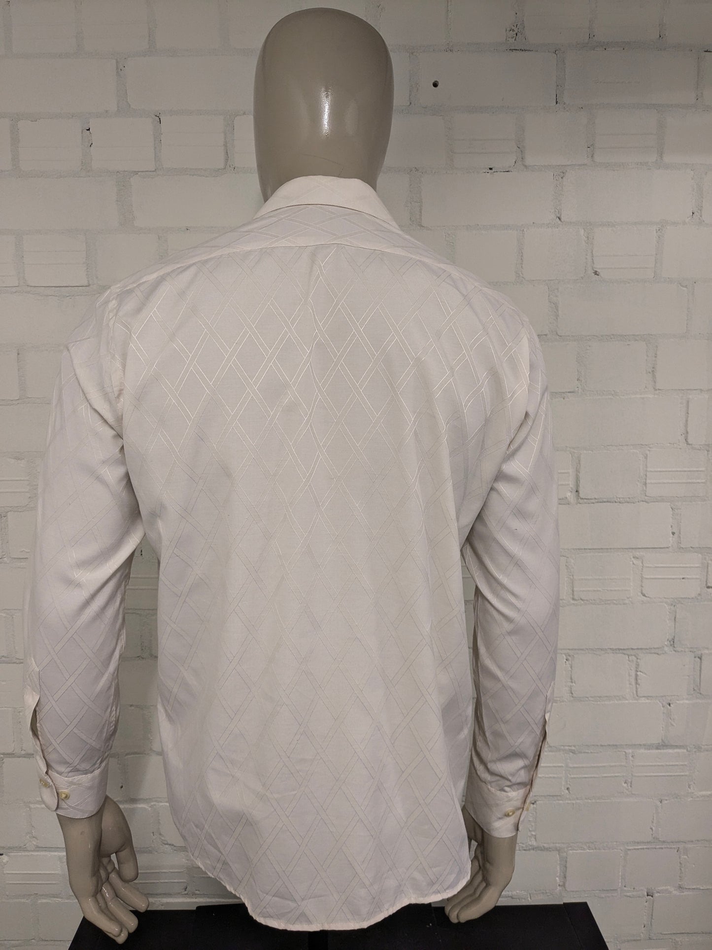 Chemise CHM Vintage CHM. Motif brillant léger beige. Taille L.