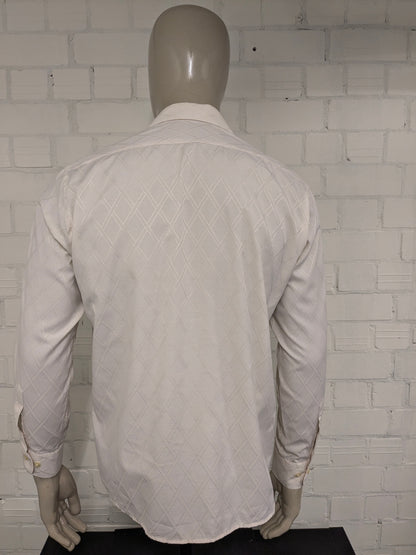 Chemise CHM Vintage CHM. Motif brillant léger beige. Taille L.