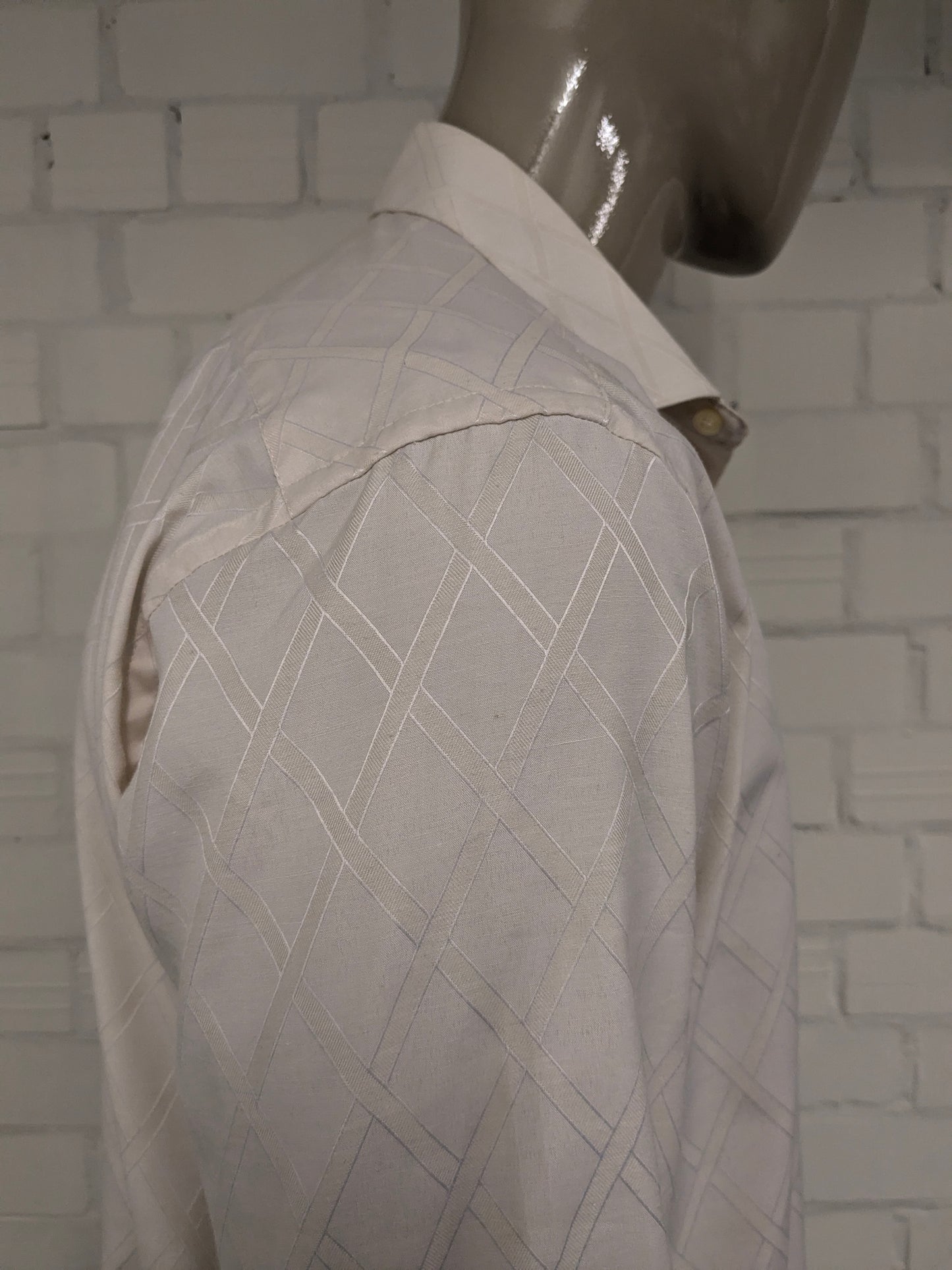 Chemise CHM Vintage CHM. Motif brillant léger beige. Taille L.