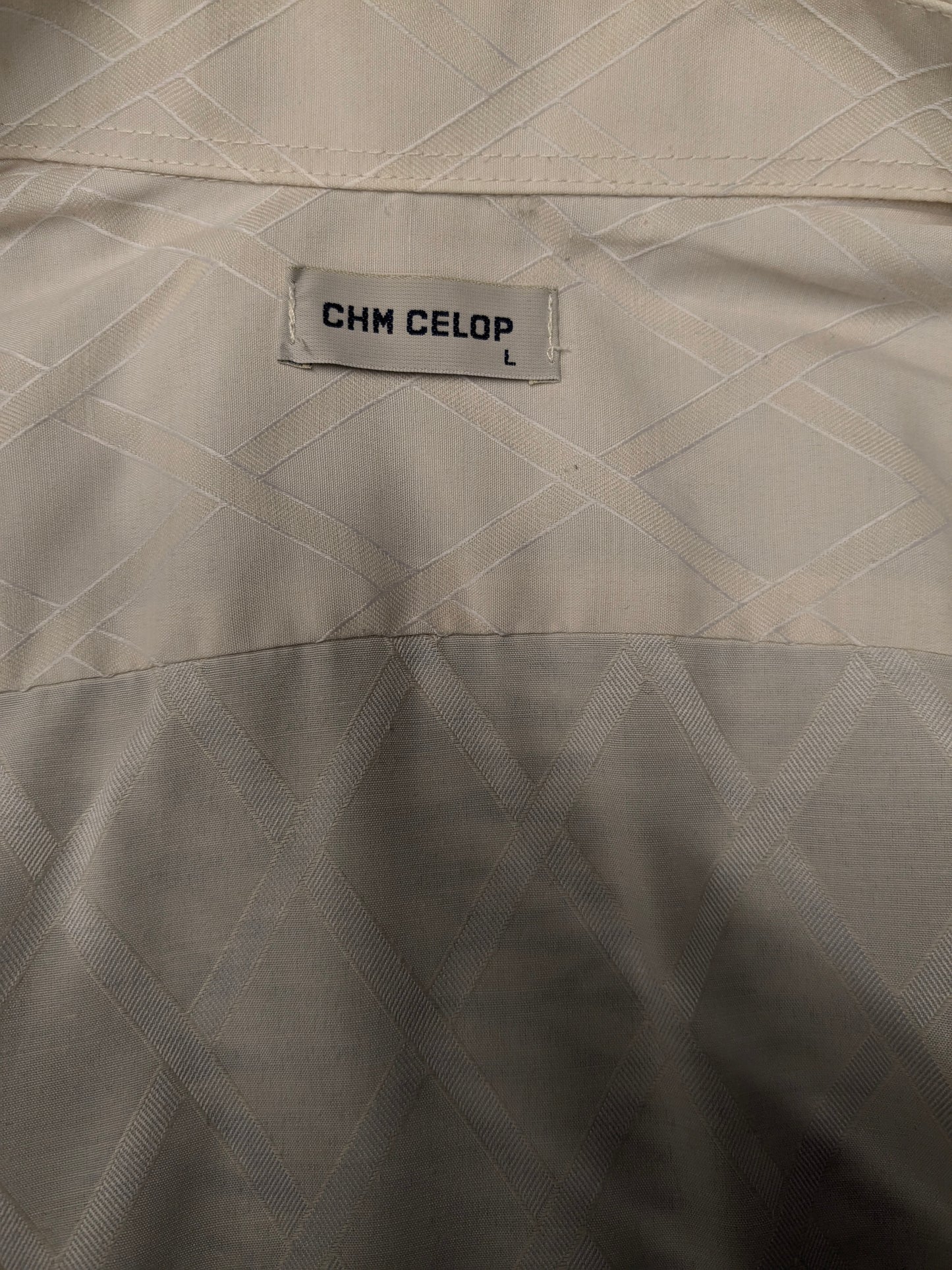 Chemise CHM Vintage CHM. Motif brillant léger beige. Taille L.