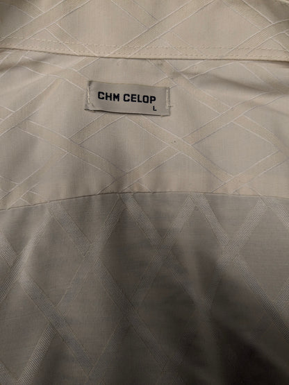 Chemise CHM Vintage CHM. Motif brillant léger beige. Taille L.