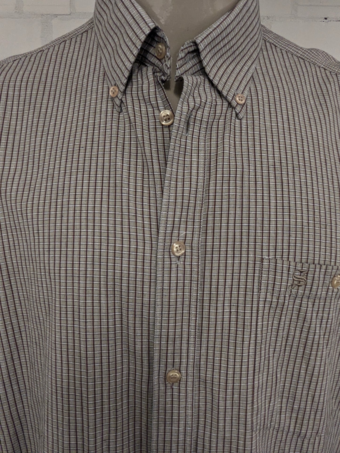 Camisa de esmeralda vintage. Negro rojo gris bloqueado. Tamaño 2xl / xxl.