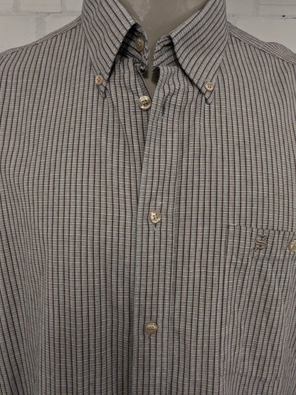 Camisa de esmeralda vintage. Negro rojo gris bloqueado. Tamaño 2xl / xxl.