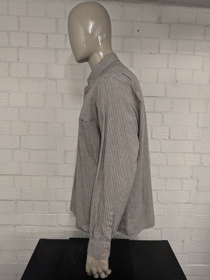 Camisa de esmeralda vintage. Negro rojo gris bloqueado. Tamaño 2xl / xxl.