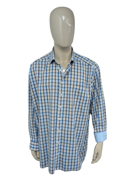 Marvelis shirt. Blue white beige blocked. Size 4XL / XXXXL. Comfort fit.