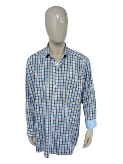 Marvelis shirt. Blue white beige blocked. Size 4XL / XXXXL. Comfort fit.