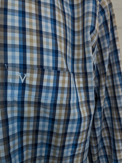 Marvelis shirt. Blue white beige blocked. Size 4XL / XXXXL. Comfort fit.