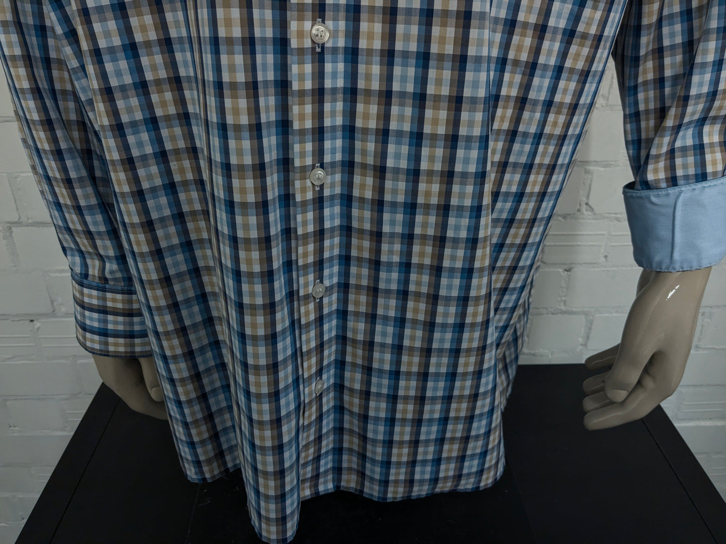 Marvelis shirt. Blue white beige blocked. Size 4XL / XXXXL. Comfort fit.