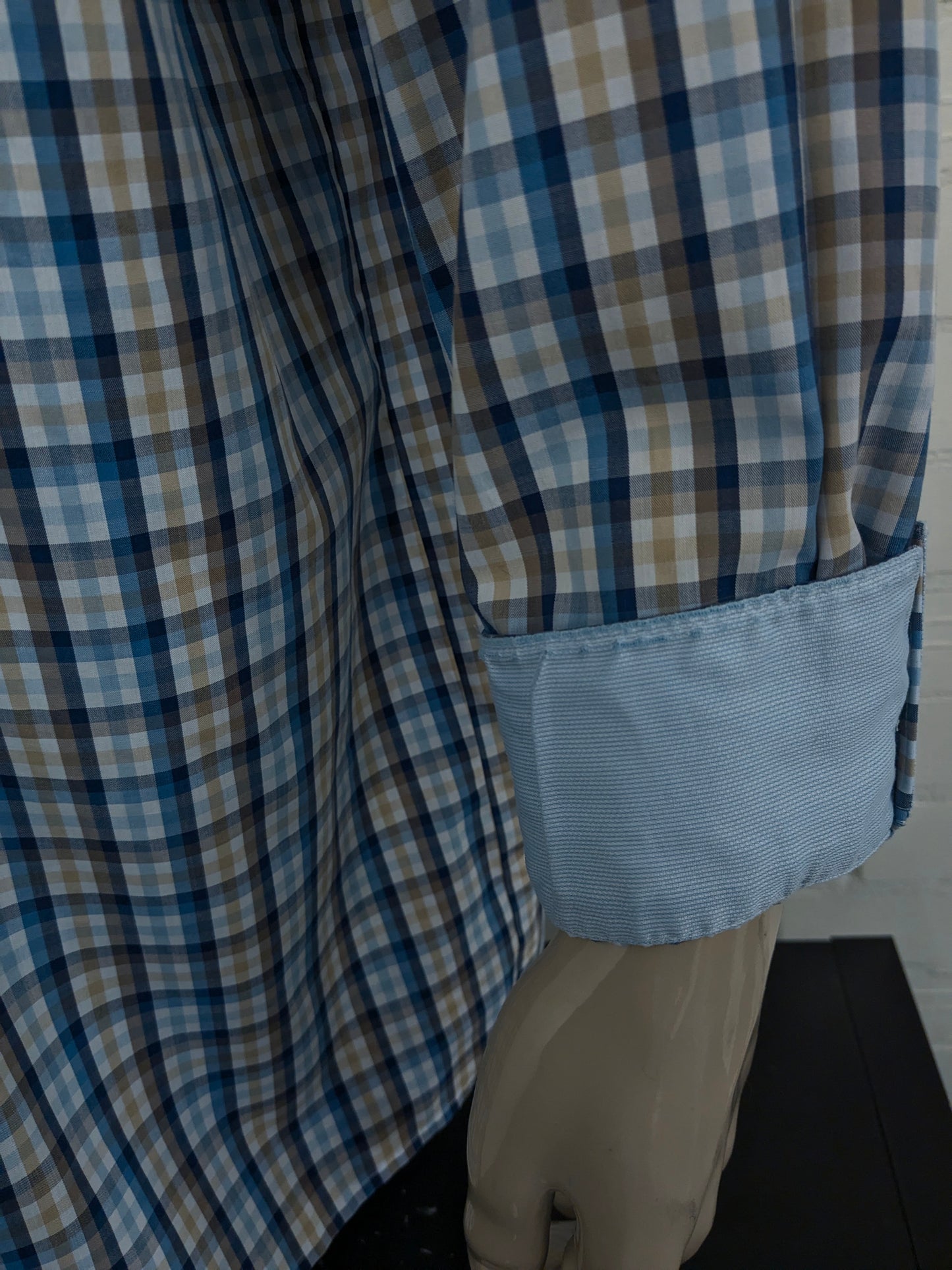 Marvelis shirt. Blue white beige blocked. Size 4XL / XXXXL. Comfort fit.