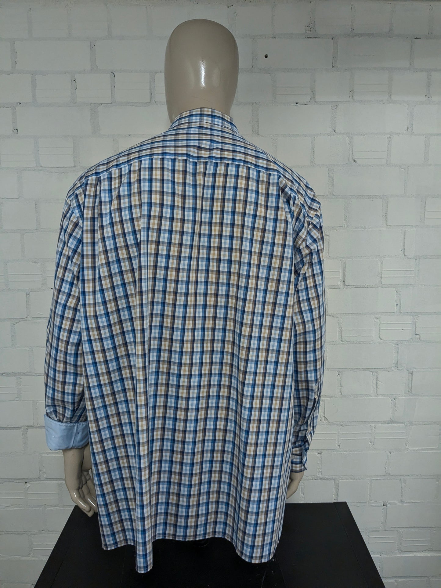 Marvelis shirt. Blue white beige blocked. Size 4XL / XXXXL. Comfort fit.