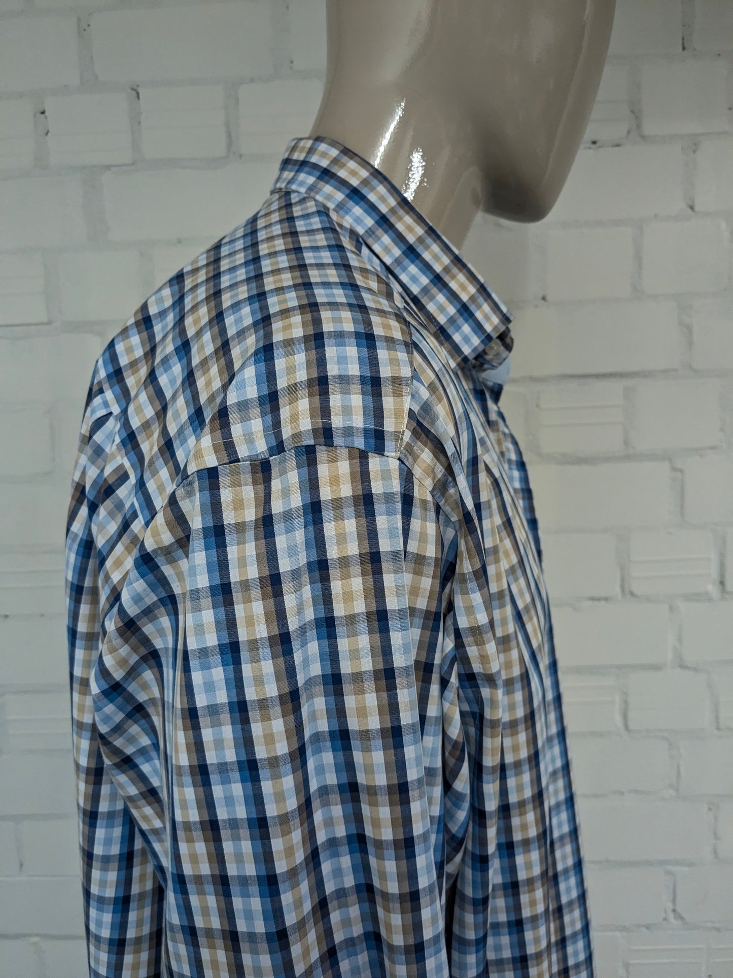 Marvelis shirt. Blue white beige blocked. Size 4XL / XXXXL. Comfort fit.