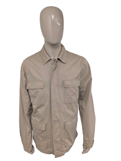 H&M L.O.G.G. Veste mince avec double fermeture. Brun clair / kaki coloré. Taille L.