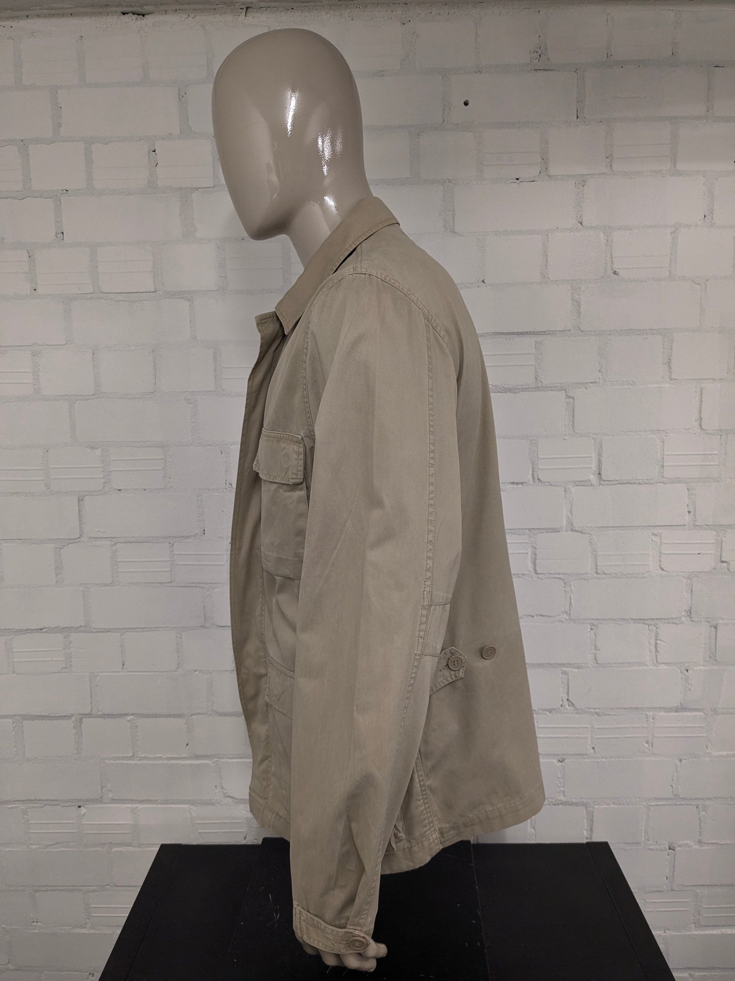 H&M L.O.G.G. Veste mince avec double fermeture. Brun clair / kaki coloré. Taille L.