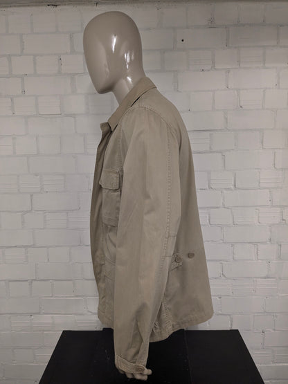 H&M L.O.G.G. Veste mince avec double fermeture. Brun clair / kaki coloré. Taille L.