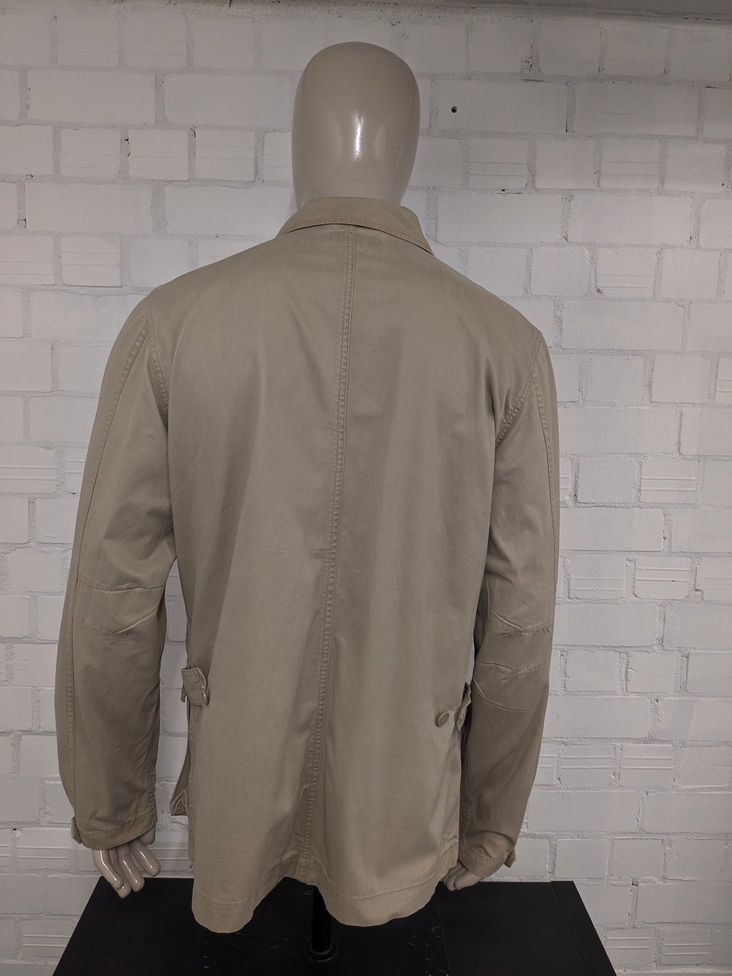 H&M L.O.G.G. Veste mince avec double fermeture. Brun clair / kaki coloré. Taille L.