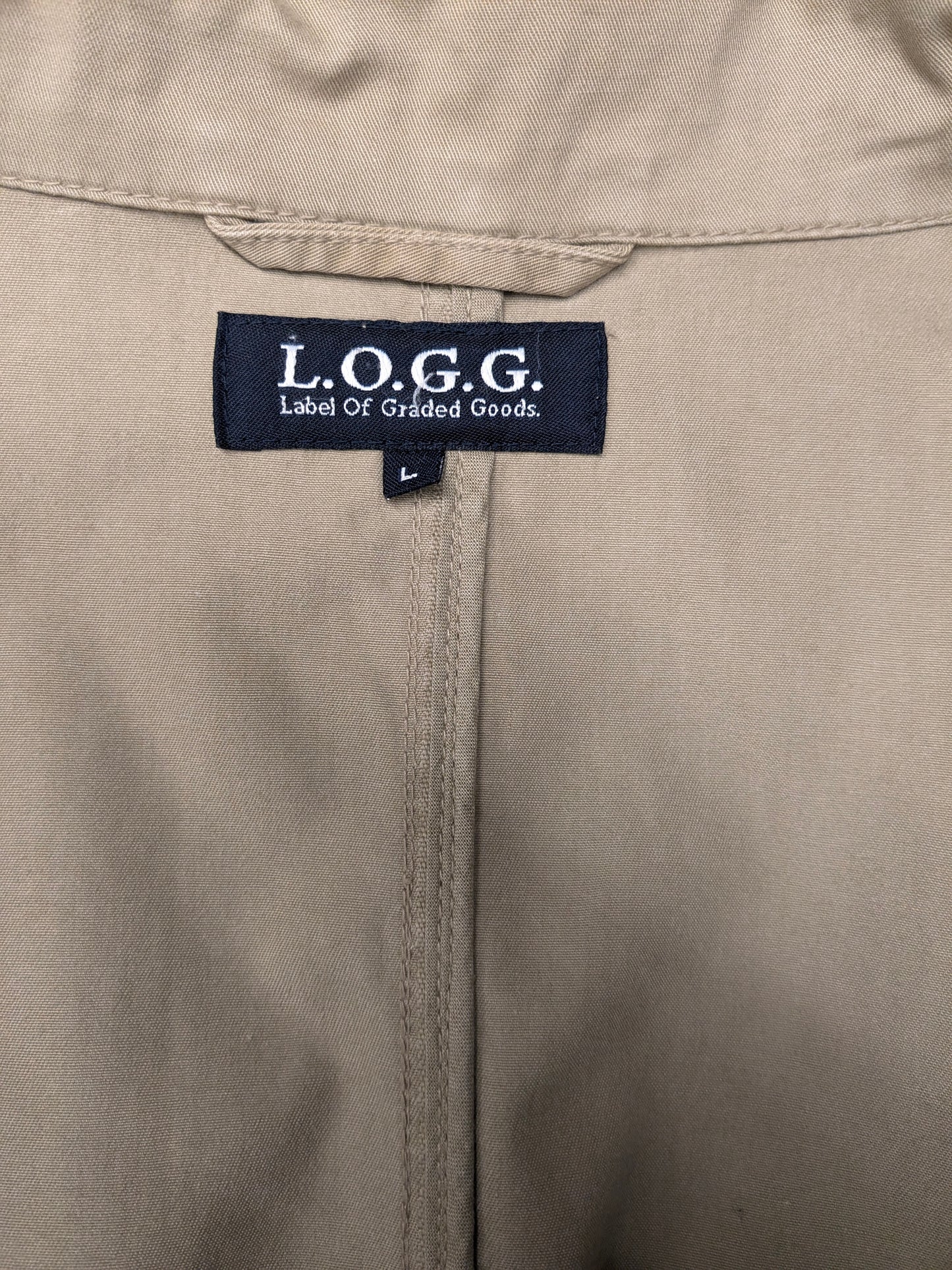 H&M L.O.G.G. Veste mince avec double fermeture. Brun clair / kaki coloré. Taille L.