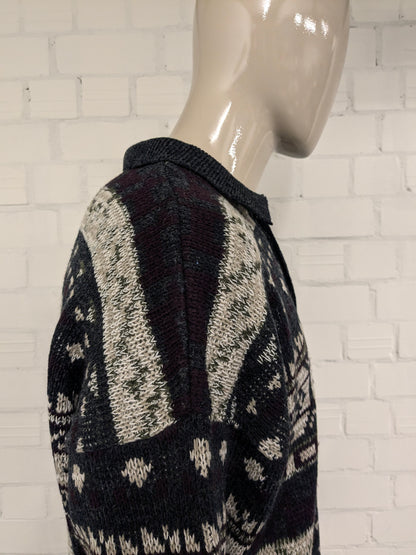 Pull de polo en laine vintage. Colore beige vert violet vert. Taille 2xl / xxl. 15% de laine.