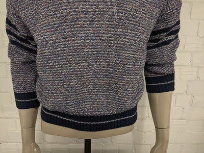 Pull vintage avec fermeture éclair. Bleu blanc rouge mélangé. Taille M.