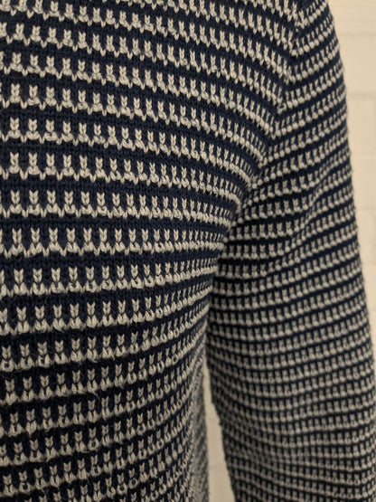 Blue Harbor -Pullover mit Reißverschluss. Blaues graues Motiv. Größe L.