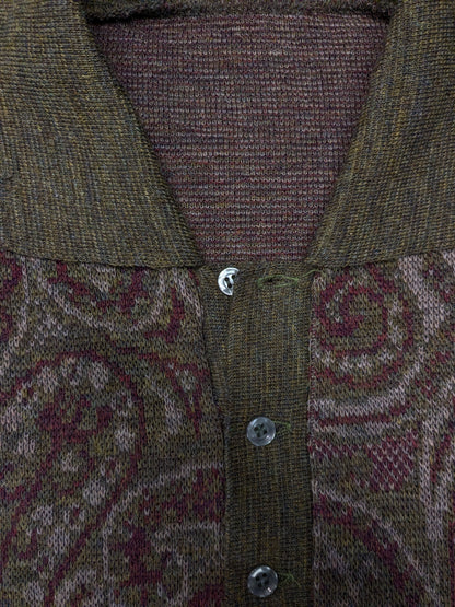 Pull de polo en laine vintage. Impression de Bordeaux Green Grey Bordeaux. Taille 2xl / xxl. 30% de laine.