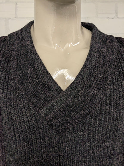 Vintage Creation V.G. Warmer Pullover mit V-Ausschnitt. Lila grünes Gold gefärbt. Größe 2xl / xxl.