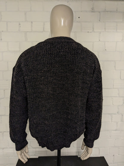 Vintage Creation V.G. Warmer Pullover mit V-Ausschnitt. Lila grünes Gold gefärbt. Größe 2xl / xxl.