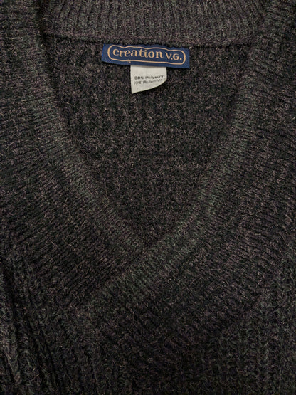 Vintage Creation V.G. Warmer Pullover mit V-Ausschnitt. Lila grünes Gold gefärbt. Größe 2xl / xxl.