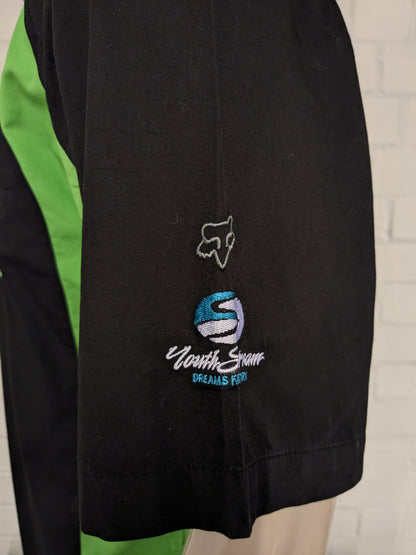 Fox shirt short sleeve. Black Green with applications. Size L.