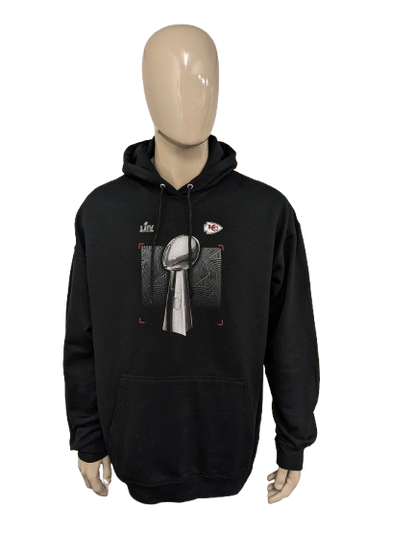 Sudadera con capucha del Trofeo Vince Lombardi. Negro con estampado. Talla 2XL / XXL.