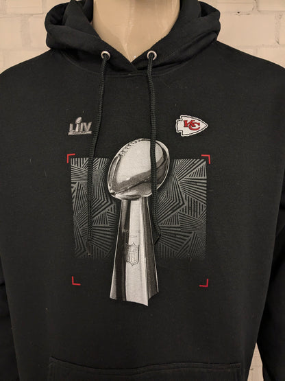 Sudadera con capucha del Trofeo Vince Lombardi. Negro con estampado. Talla 2XL / XXL.