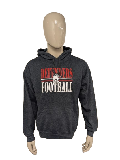 Defenders Football hoodie. Donker Grijs gemêleerd met opdruk. Maat XL.