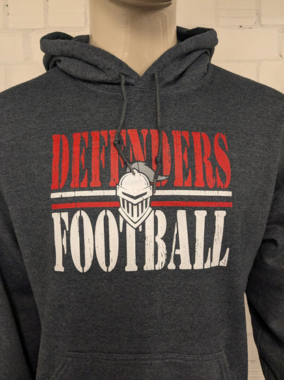 Defenders Football hoodie. Donker Grijs gemêleerd met opdruk. Maat XL.
