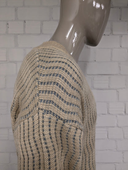 Vintage Blatas sweater with V-neck. Beige Blue colored. Size XL.