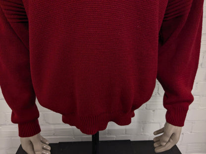 Vintage st. Michael trui met V-Hals. Rood Blauw gekleurd. Maat L.