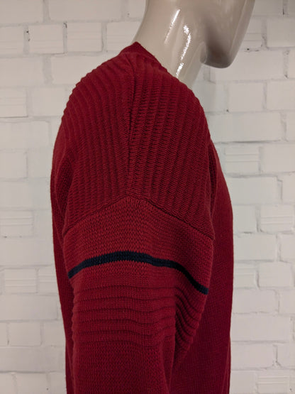 Vintage st. Michael trui met V-Hals. Rood Blauw gekleurd. Maat L.