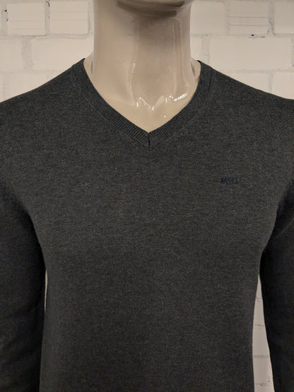 McGregor Wollen Casual trui. Donker Grijs gemêleerd. Maat M. 30% Wol.