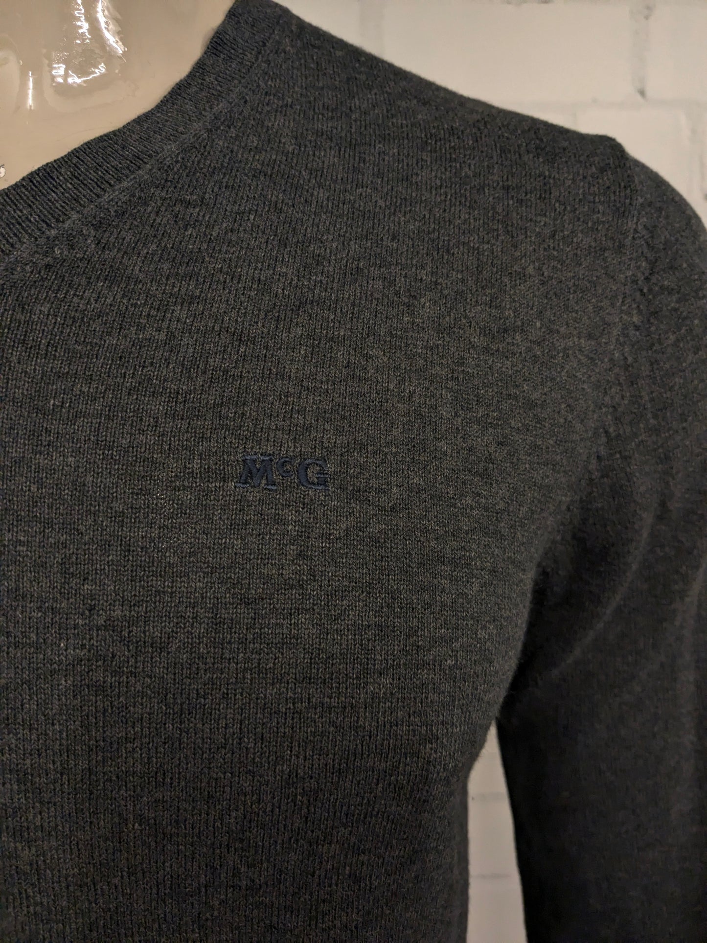 McGregor Wollen Casual trui. Donker Grijs gemêleerd. Maat M. 30% Wol.