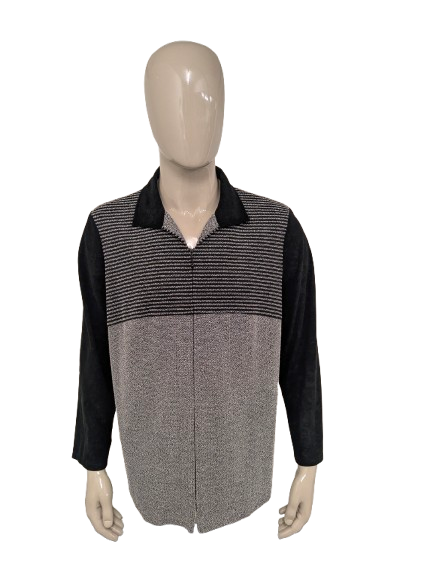 Vintage Canda Strickjacke mit Reißverschluss – schwarz/weiß – Größe XL