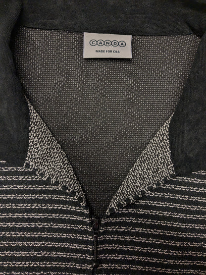 Vintage Canda cardigan with zipper. Black and white colored. Size XL.