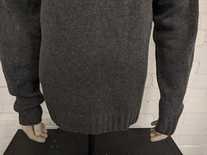 Maglione vintage in lana d'agnello con cerniera. Colore grigio viola nero. Taglia L. 30% Lana.